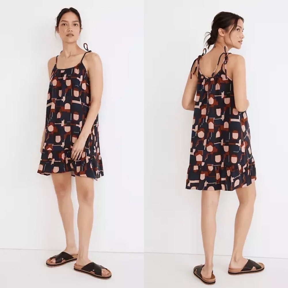 Madewell Lightestspun Tie-Strap Ruffle-Hem Cover-Up Dress in Color Collage